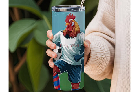 Soccer Rooster 20oz Tumbler Wrap Sublimation DesignSVG 