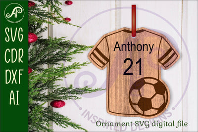 Soccer shirt Christmas Ornament SVG laser cut SVG APInspireddesigns 