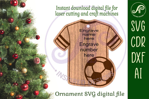 Soccer shirt Christmas Ornament SVG laser cut SVG APInspireddesigns 