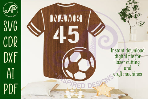 Soccer shirt name sign svg laser cut file SVG APInspireddesigns 
