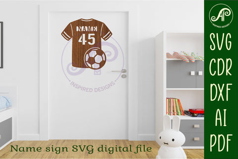 Soccer shirt name sign svg laser cut file SVG APInspireddesigns 