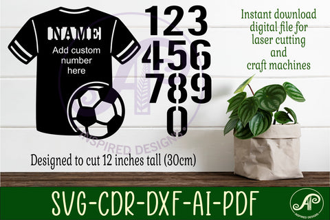 Soccer shirt name sign svg laser cut file SVG APInspireddesigns 
