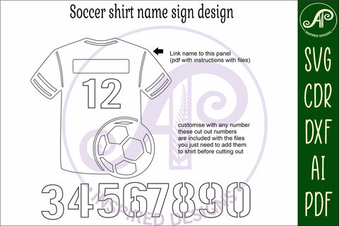Soccer shirt name sign svg laser cut file SVG APInspireddesigns 