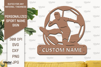 Soccer Sign Laser Cut. Personalized Sport Name Sign SVG Evgenyia Guschina 