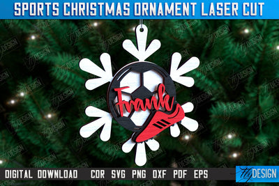 Soccer Sports Christmas Ornament Laser Cut, Sport Toy SVG Fly Design 