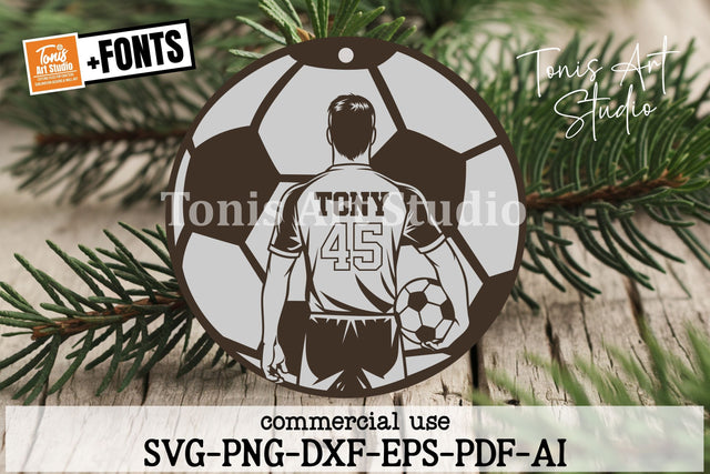 Soccer Spotlight Ornaments – Personalized Player Design – Male Option – SVG, PDF, AI Files – Compatible with Laser Cutters SVG TonisArtStudio 