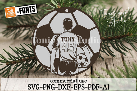 Soccer Spotlight Ornaments – Personalized Player Design – Male Option – SVG, PDF, AI Files – Compatible with Laser Cutters SVG TonisArtStudio 