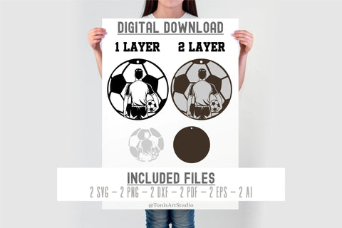 Soccer Spotlight Ornaments – Personalized Player Design – Male Option – SVG, PDF, AI Files – Compatible with Laser Cutters SVG TonisArtStudio 
