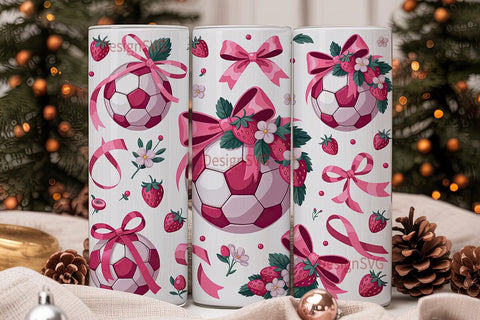 Soccer Strawberries Tumbler Wrap Sublimation DesignSVG 