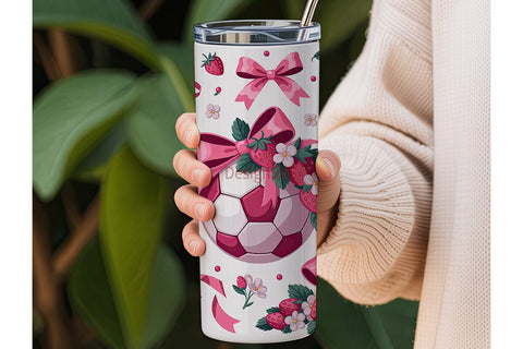Soccer Strawberries Tumbler Wrap Sublimation DesignSVG 
