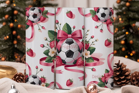 Soccer Strawberries Tumbler Wrap Sublimation DesignSVG 