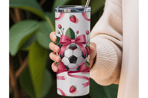 Soccer Strawberries Tumbler Wrap Sublimation DesignSVG 