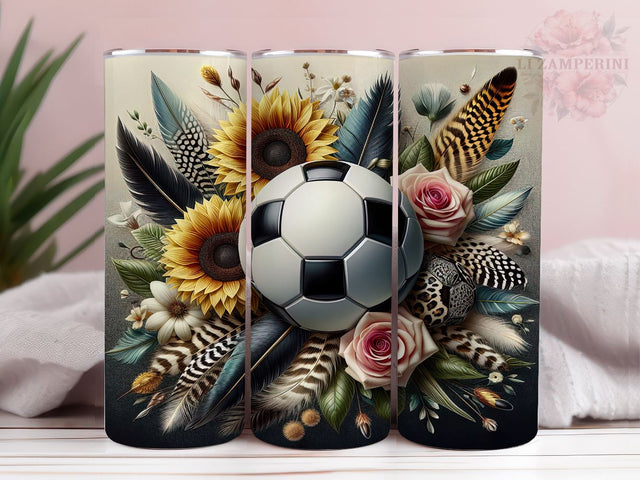 Soccer Sunflower 20oz Tumbler Wrap PNG, Soccer Tumbler Png, Straight & Tapered Tumbler Wrap, Instant Digital Download Sublimation Li Zamperini 