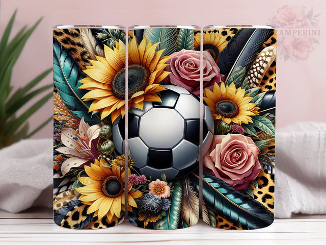 Soccer Sunflower 20oz Tumbler Wrap PNG, Soccer Tumbler Png, Straight & Tapered Tumbler Wrap, Instant Digital Download Sublimation Li Zamperini 