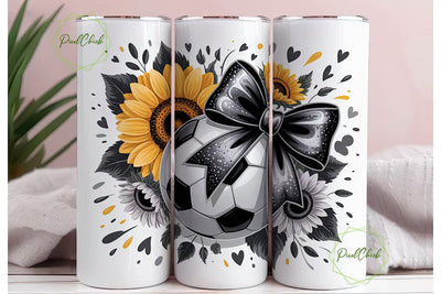 Soccer Sunflower Tumbler Wrap PNG Sublimation PixelChick 