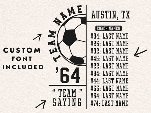 Soccer Team Roster SVG, Player Template Svg, Custom Soccer Svg SVG DesignDestine 