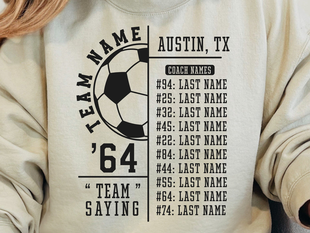 Soccer Team Roster SVG, Player Template Svg, Custom Soccer Svg - So Fontsy