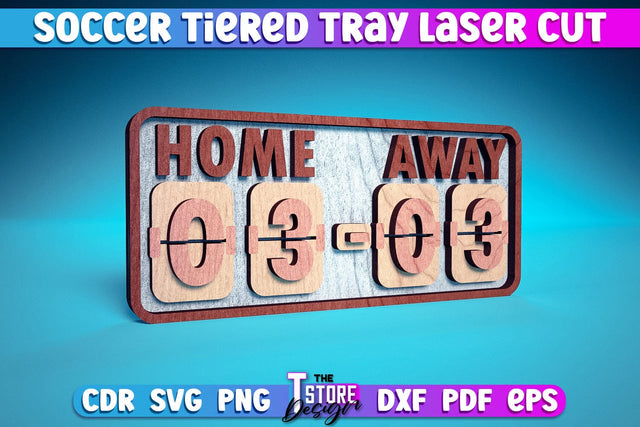 Soccer Tiered Tray Laser Cut | Tiered Tray Laser Cut Design | CNC Files SVG The T Store Design 