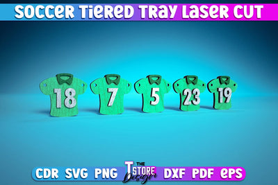 Soccer Tiered Tray Laser Cut | Tiered Tray Laser Cut Design | CNC Files SVG The T Store Design 