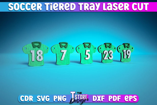 Soccer Tiered Tray Laser Cut | Tiered Tray Laser Cut Design | CNC Files SVG The T Store Design 