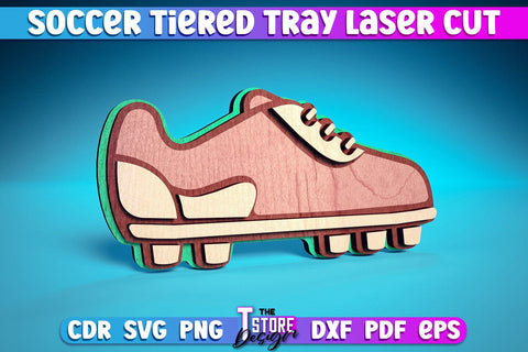 Soccer Tiered Tray Laser Cut | Tiered Tray Laser Cut Design | CNC Files SVG The T Store Design 