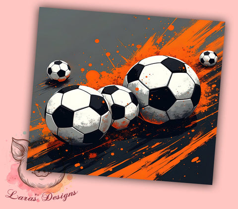 Soccer Tumbler Wrap, Orange Soccer Design, 20oz Sublimation Wrap, Sports Drinkware, Digital Download Tumbler, Soccer Fan Gift, Athletic Tumbler Design, Soccer Party Supplies Sublimation Lara' s Designs 