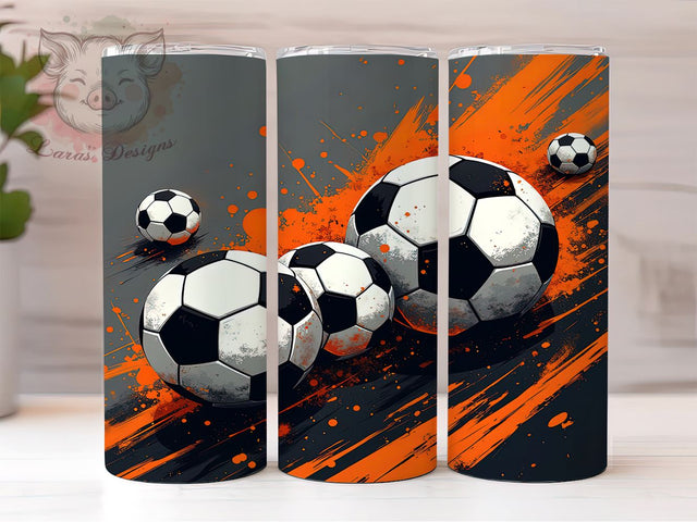 Soccer Tumbler Wrap, Orange Soccer Design, 20oz Sublimation Wrap, Sports Drinkware, Digital Download Tumbler, Soccer Fan Gift, Athletic Tumbler Design, Soccer Party Supplies Sublimation Lara' s Designs 