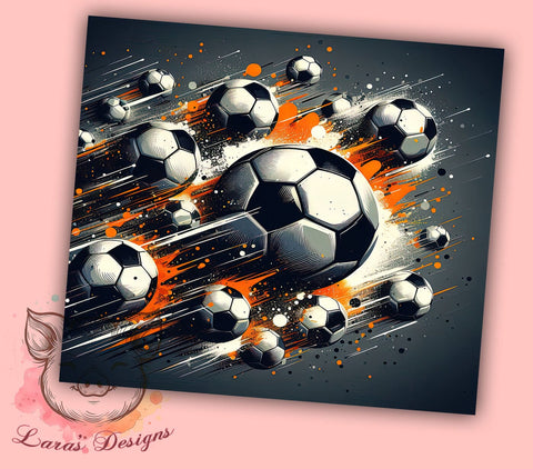 Soccer Tumbler Wrap, Orange Soccer Design, 20oz Sublimation Wrap, Sports Drinkware, Digital Download Tumbler, Soccer Fan Gift, Athletic Tumbler Design, Soccer Party Supplies Sublimation Lara' s Designs 