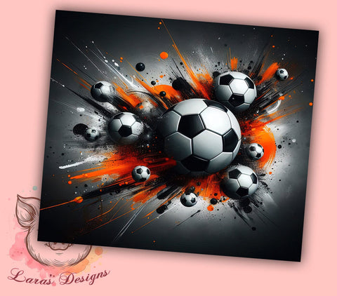 Soccer Tumbler Wrap, Orange Soccer Design, 20oz Sublimation Wrap, Sports Drinkware, Digital Download Tumbler, Soccer Fan Gift, Athletic Tumbler Design, Soccer Party Supplies Sublimation Lara' s Designs 