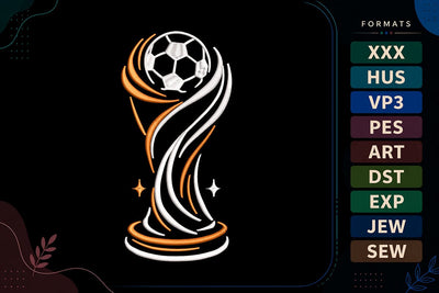 Soccer World Football Cup Trophy Embroidery Design Embroidery/Applique DESIGNS sg embroidery 