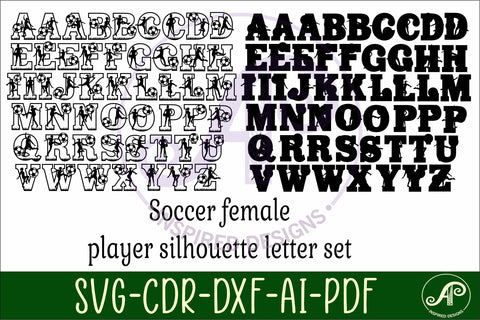 Soccer/Football female player silhouette letters alphabet SVG APInspireddesigns 