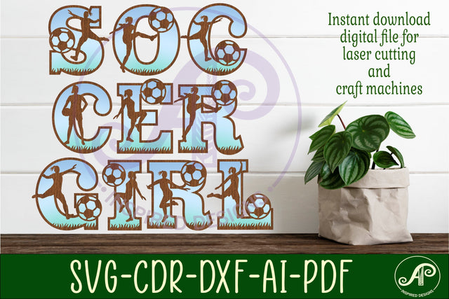 Soccer/Football female player silhouette letters alphabet SVG APInspireddesigns 