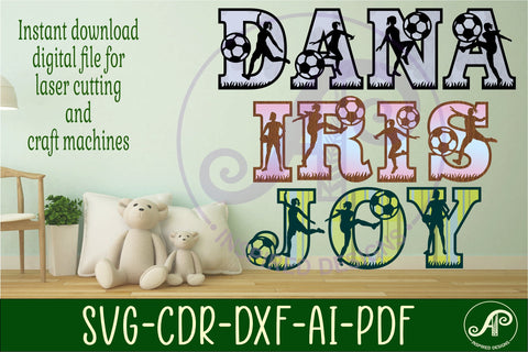 Soccer/Football female player silhouette letters alphabet SVG APInspireddesigns 