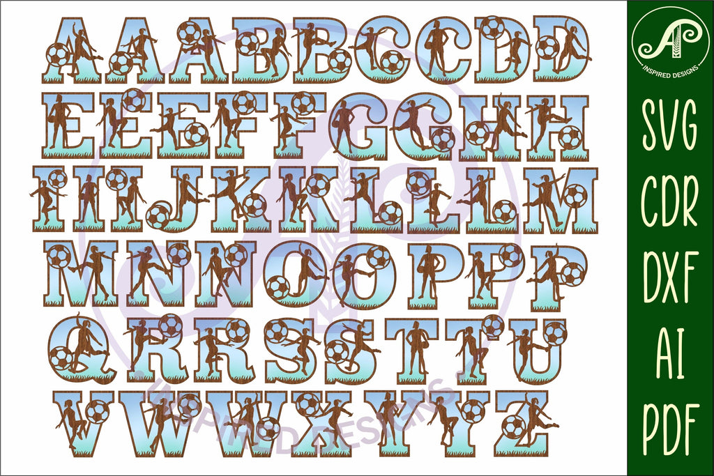 Soccer/Football female player silhouette letters alphabet - So Fontsy