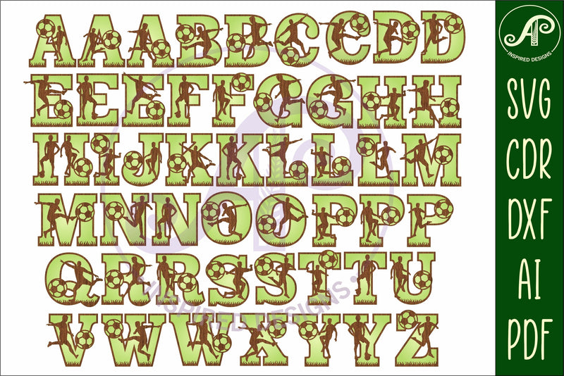 Soccer/Football male player silhouette letters alphabet set - So Fontsy