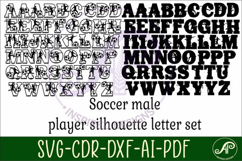 Soccer/Football male player silhouette letters alphabet set SVG APInspireddesigns 