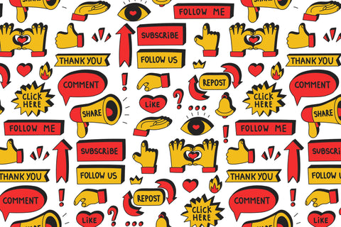 Social Media Seamless Pattern JPG PNG EPS Digital Pattern Rin Green 