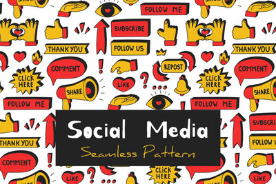 Social Media Seamless Pattern JPG PNG EPS Digital Pattern Rin Green 