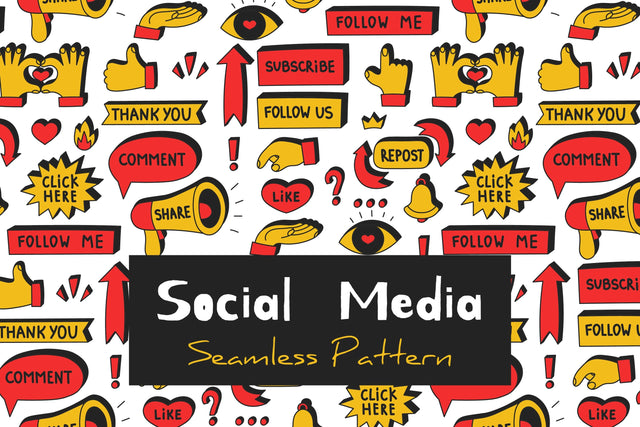 Social Media Seamless Pattern JPG PNG EPS Digital Pattern Rin Green 