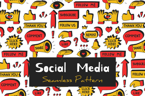 Social Media Seamless Pattern JPG PNG EPS Digital Pattern Rin Green 