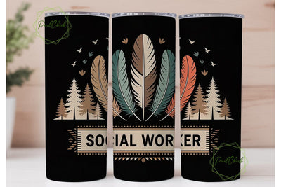 Social Worker 20oz Tumbler Wrap Sublimation PixelChick 