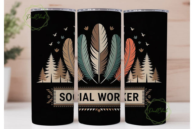 Social Worker 20oz Tumbler Wrap Sublimation PixelChick 