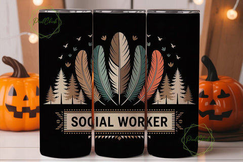 Social Worker 20oz Tumbler Wrap Sublimation PixelChick 