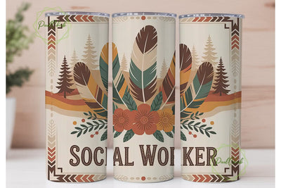 Social Worker 20oz Tumbler Wrap Sublimation PixelChick 