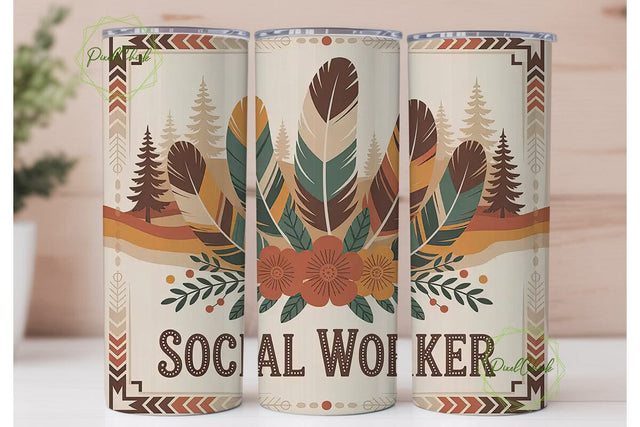 Social Worker 20oz Tumbler Wrap Sublimation PixelChick 
