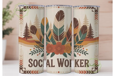 Social Worker 20oz Tumbler Wrap Sublimation PixelChick 