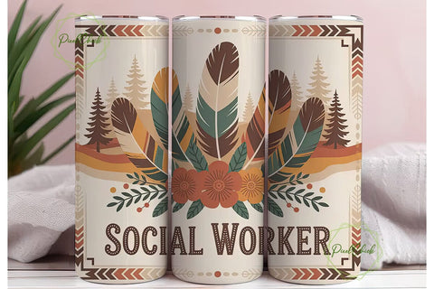 Social Worker 20oz Tumbler Wrap Sublimation PixelChick 
