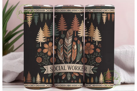 Social Worker 20oz Tumbler Wrap Sublimation PixelChick 