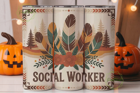 Social Worker 20oz Tumbler Wrap Sublimation PixelChick 