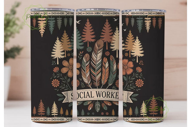 Social Worker 20oz Tumbler Wrap Sublimation PixelChick 